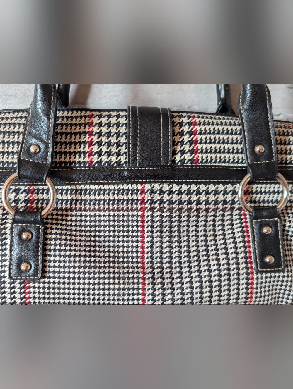RALPH LAUREN CHAPS Houndstooth Plaid Bag - Picture 4 of 12